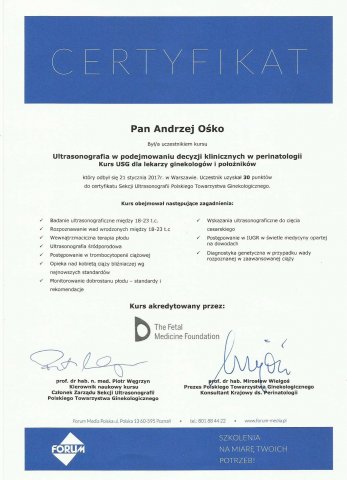 Andrzej Ośko - Opole - Ultrasonografia w podejmowaniu decyzji klinicznych w perinatologii